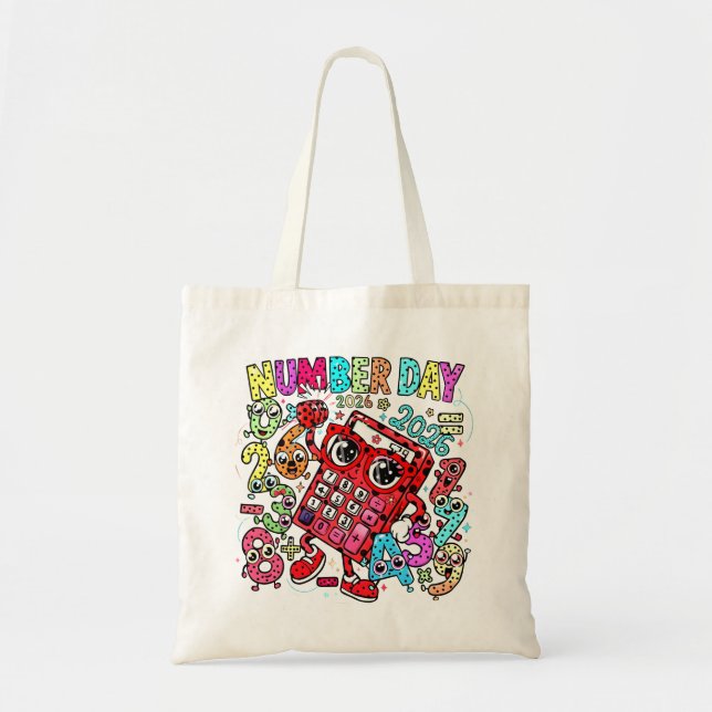 Number Day Tote Bag | Fun Maths Numbers Tygkasse (Framsidan)