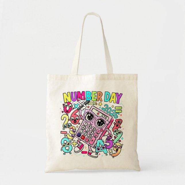 Number Day Tote Bag | Fun Maths Numbers Tygkasse (Framsidan)