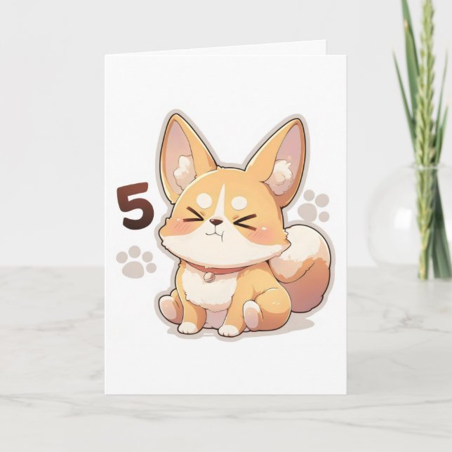 Number Five Anime Dog Helgkort (Framsida)