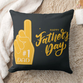 Number One Dad Foam Finger Typography Kudde