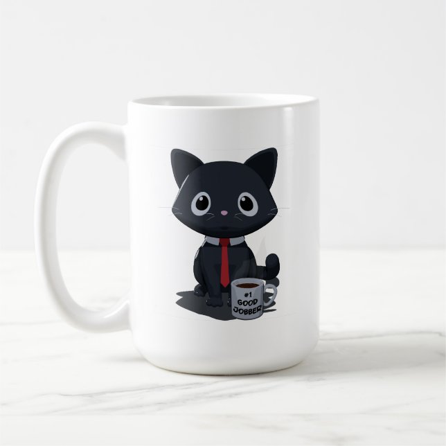 Number One Good Jobber Cat Mug Kaffemugg (Vänster)