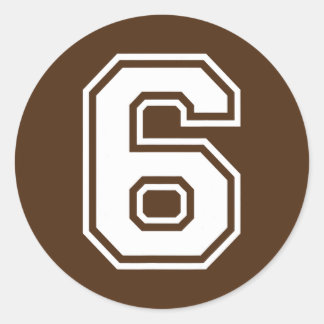 Number Sports 6 Varsity College Team Boy Girl 6th Runt Klistermärke