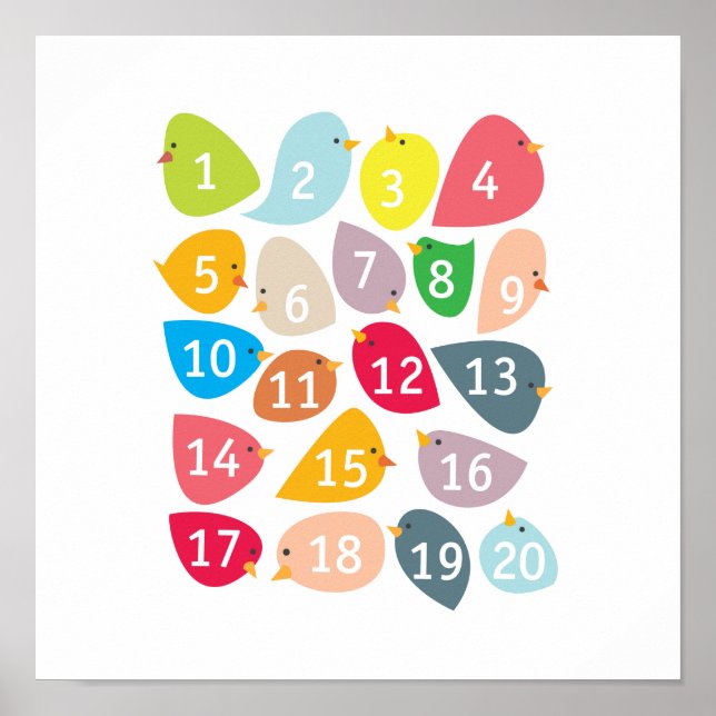 Numberbirdies. Nursery Decor. Poster (Framsidan)