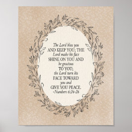 Numbers 6:24–26 Herren välsigne dig Neutral Vintag Poster