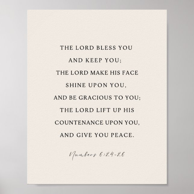 Numbers 6:24-26 The Lord Bless You Poster (Framsidan)