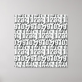 Numbers Black White Canvastryck