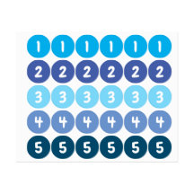 Numbers Blue Stickers