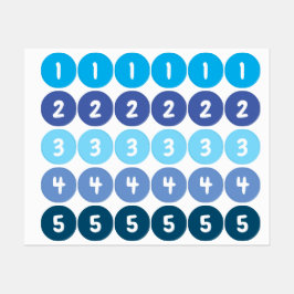 Numbers Blue Stickers