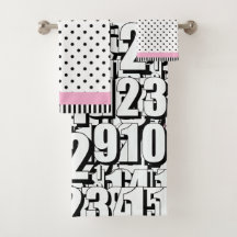 Numbers Kids Black White Dots Rosa