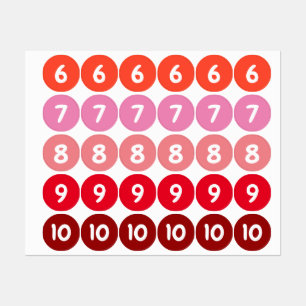 Numbers Red Stickers