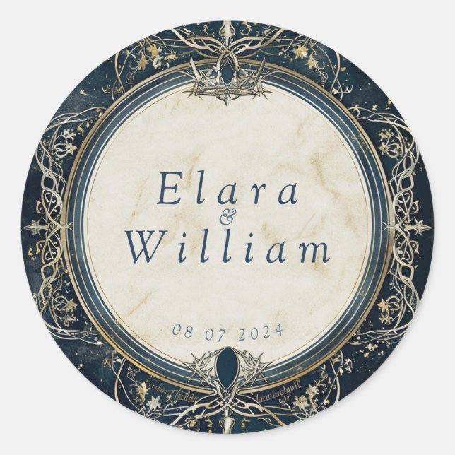 Numenorean Royal Bröllop Runt Klistermärke (Framsida)
