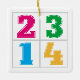 Numeriska serie 1234 julgransprydnad keramik