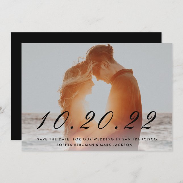 Numeriskt foto Bröllop spara datum Inbjudningar (Fram/baksida)