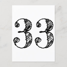 Numéro 33 - Chiffre Trente-Trois Manuscrit Âge Inbjudan Vykort