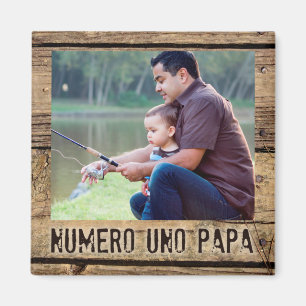 Numero Uno Pappa i Rustic Wood Framed Photo Magnet