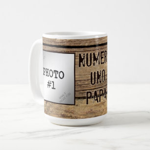 Numero Uno Pappa i Rustic Wood Framed Photos Kaffemugg