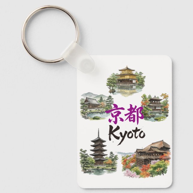 Numerous tourist attractions in Kyoto, Japan Nyckelring (Framsida)