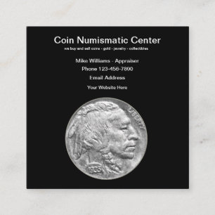Numismatisk myntsamling fyrkantigt visitkort