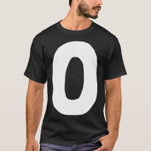 Nummer 0 stort och fet vitt t shirt