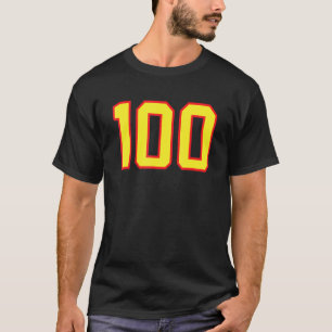 Nummer 100 Sports Jersey Fläkt Idrottsman Gult Red T Shirt