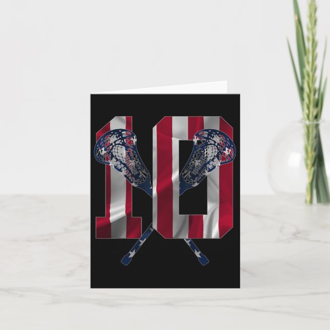Nummer 10 år Lacrosse 10:e födelsedagen Kort (Framsida)