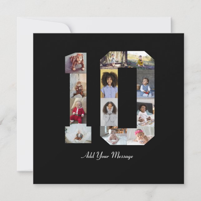 Nummer 10 Fotocollage Tack Kort (Framsida)