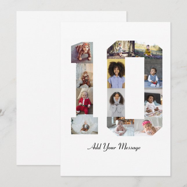 Nummer 10 Fotokollage Julkort (Fram/baksida)