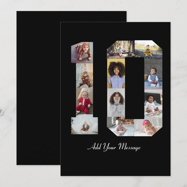 Nummer 10 Fotokollage Julkort (Fram/baksida)