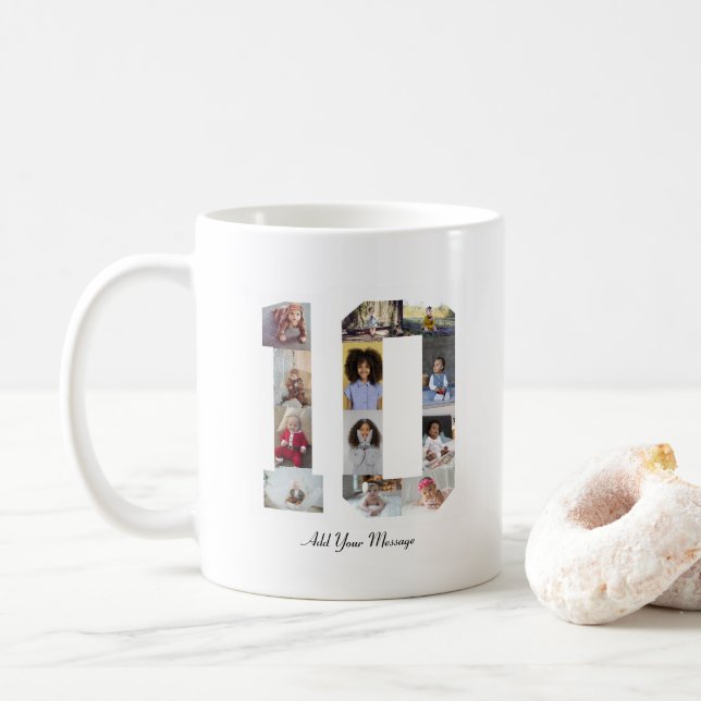 Nummer 10 Fotokollage Kaffemugg (Med munk)