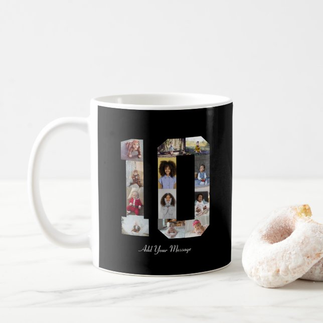 Nummer 10 Fotokollage Kaffemugg (Med munk)