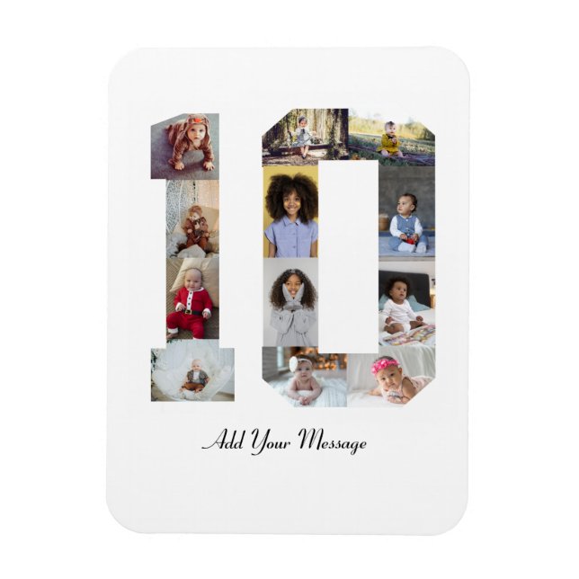 Nummer 10 Fotokollage Magnet (Vertikal)