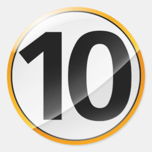 Nummer 10 guld-dekal runt klistermärke