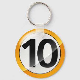 Nummer 10 guld Nyckelring