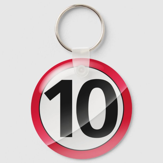 Nummer 10 röd Nyckelring (Framsida)