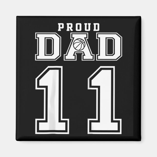 Nummer 11 Anpassad Stolt Basketpappa Personlig Magnet (Framsidan)