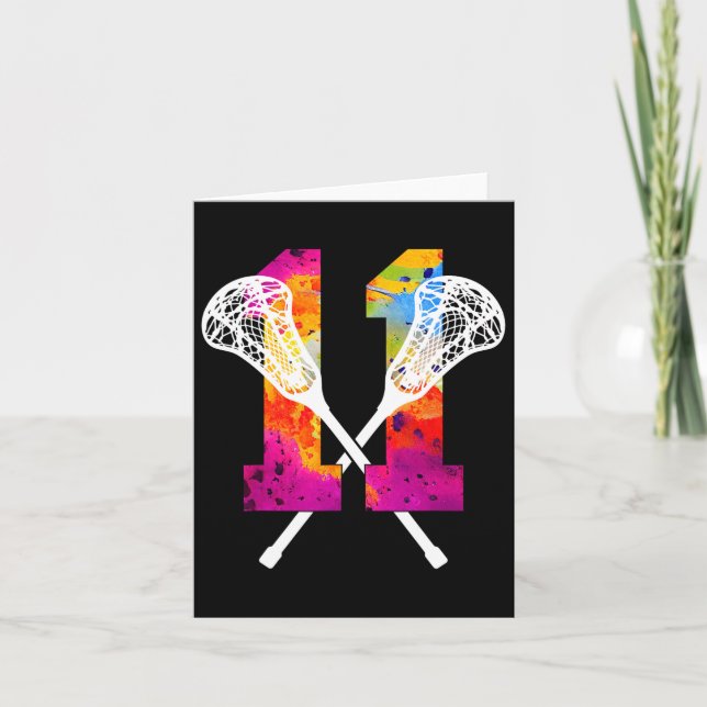 Nummer 11 år Lacrosse 11:e födelsedagen Kort (Framsida)