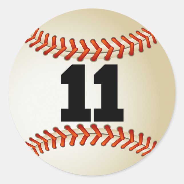 Nummer 11 Baseball Runt Klistermärke (Framsida)