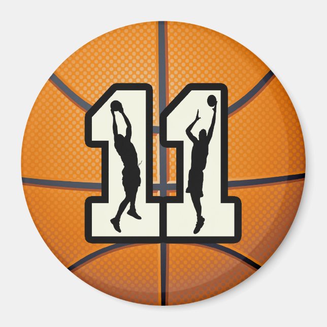 Nummer 11 basketboll och spelare magnet (Framsidan)