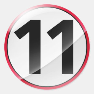 Nummer 11 röd dekal runt klistermärke