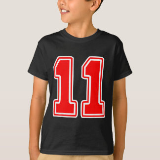 Nummer 11 röd sportstemanvändare t shirt