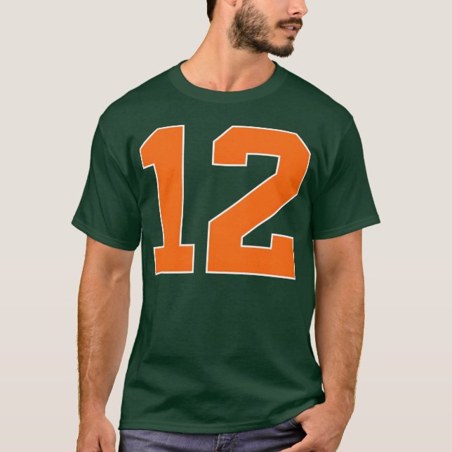 Nummer 12 Sport Orange rolig T Shirt (Framsida)