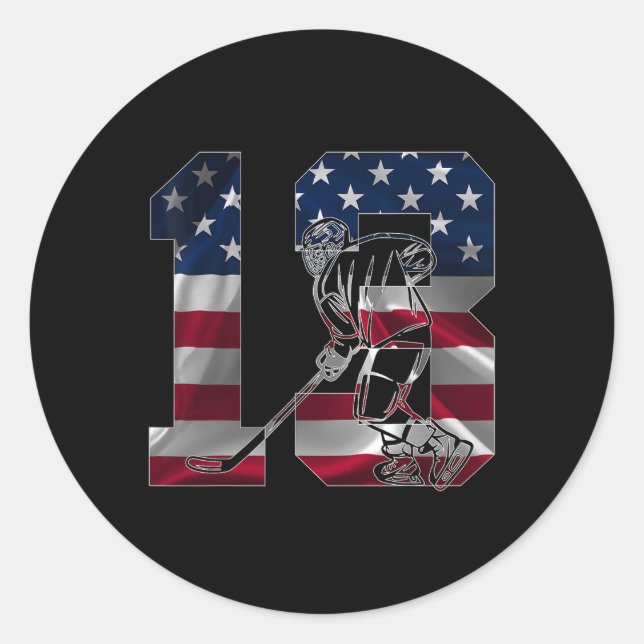 Nummer 13 År Ishockey 13-årsdag  Runt Klistermärke (Framsida)