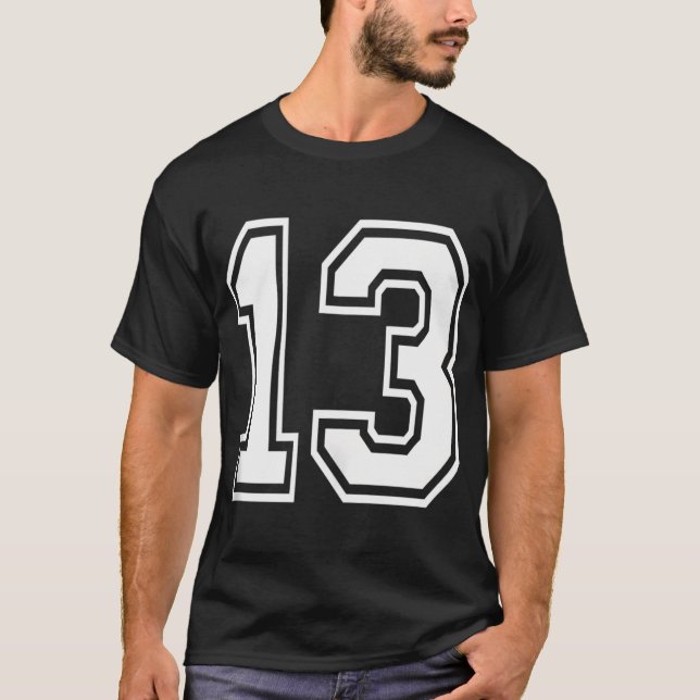 Nummer 13 Birthday Gift Sports Player Team Numbere T Shirt (Framsida)