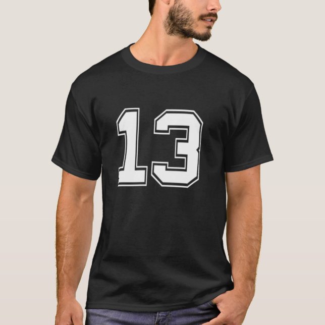 Nummer 13 fotbollsfotbollsfotbollsfotbollsfotbolls t shirt (Framsida)