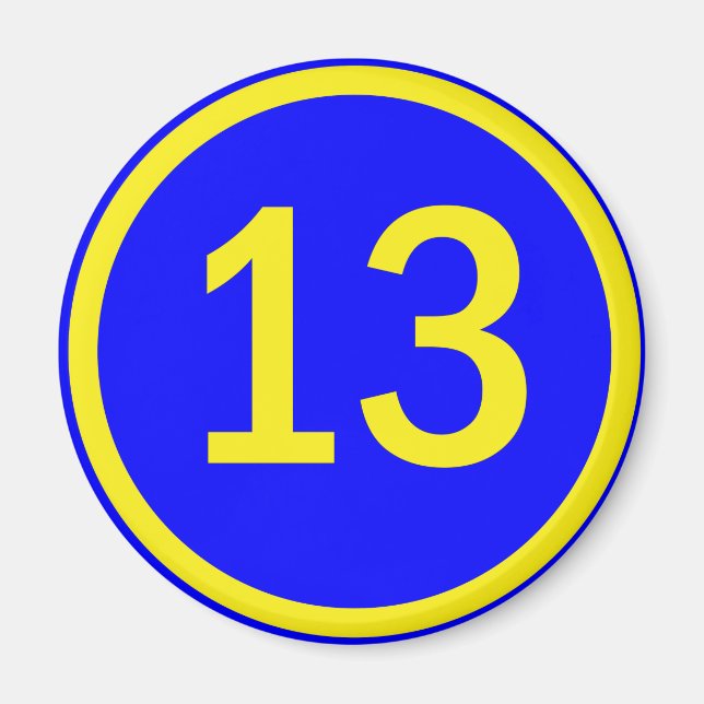 nummer 13 i en cirkel magnet (Framsidan)