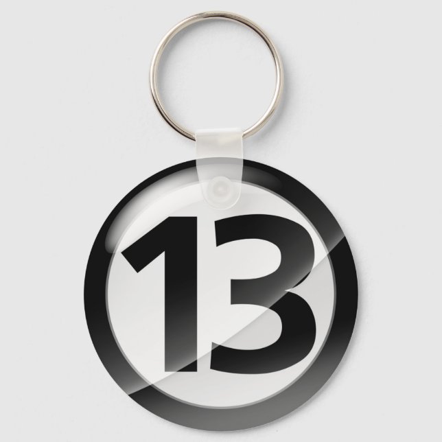 Nummer 13 svart Nyckelring (Framsida)