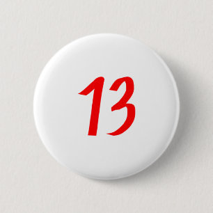 Nummer 13, tretton röda färg knapp