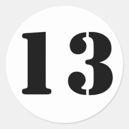 Nummer 13 tretton vita stencil från Janz Runt Klistermärke