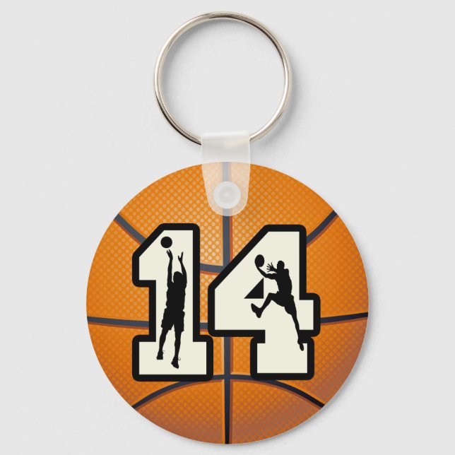 Nummer 14 Basket och spelare Nyckelring (Framsida)