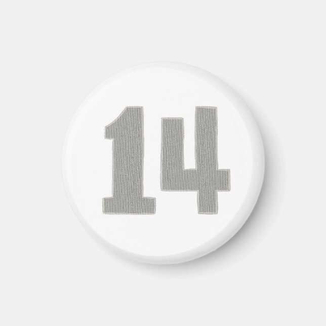 Nummer 14 magnet i silver och grått (Framsidan)